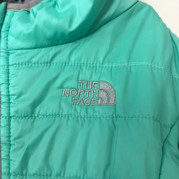 THE NORTH FACE Reversible Mossbud Swirl Insulated Jacket teal size 12/18 - Picture 5 of 11